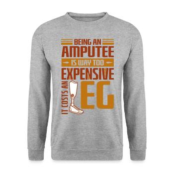 Being an amputee an Leg - Unisex Pullover - Weißgrau meliert - Vorne - Alina (178cm) & Michal (187cm)