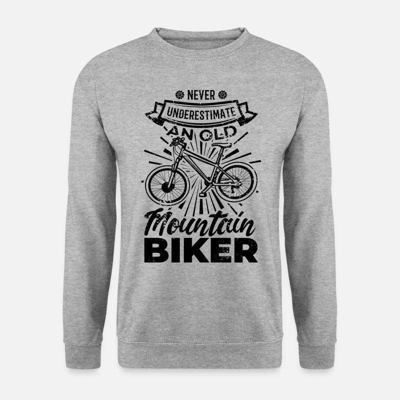 Mountainbiker Opa - Unisex Pullover - Weißgrau meliert