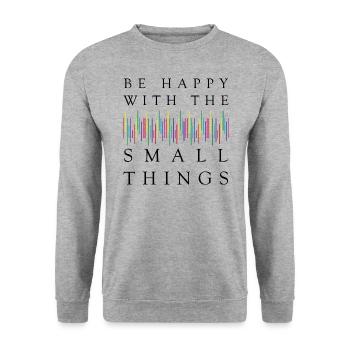 Be Happy with the SMALL Things - Unisex Pullover - Weißgrau meliert - Vorne - Alina (178cm) & Michal (187cm)