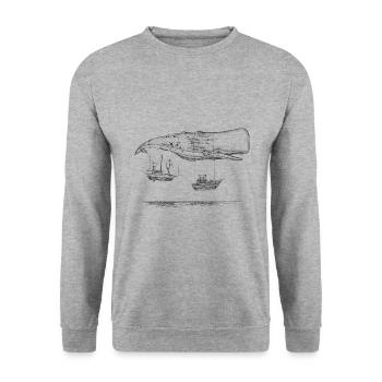 Fliegende Walboote - Unisex Pullover - Weißgrau meliert - Vorne - Alina (178cm) & Michal (187cm)