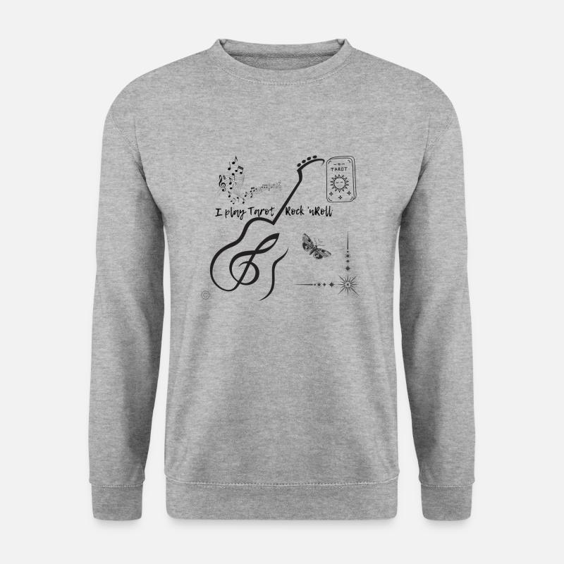 Gitarenlinie mit Sternenstrahl - Unisex Pullover - Weißgrau meliert
