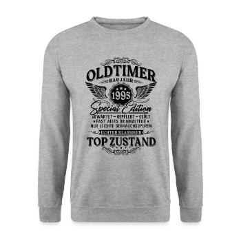 Oldtimer Baujahr 1995 Jahrgang Geburtstag Geschenk - Unisex Pullover - Weißgrau meliert - Vorne - Alina (178cm) & Michal (187cm)