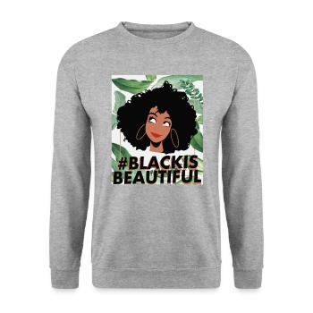 Le noir est beau - Sweat-shirt Unisexe - gris chiné - Devant - Alina (178cm) & Michal (187cm)