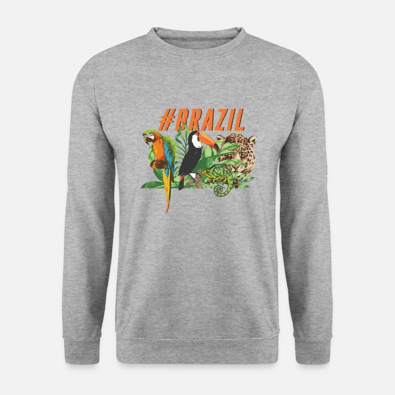 Brasilien - Unisex Pullover - Weißgrau meliert