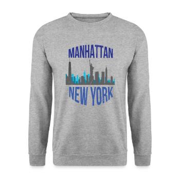 Manhattan New York - Unisex Pullover - Weißgrau meliert - Vorne - Alina (178cm) & Michal (187cm)