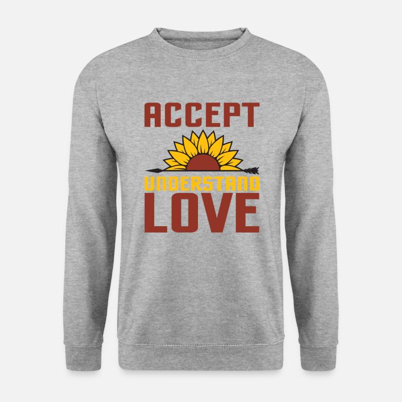 Accept and Understand Love - Unisex Pullover - Weißgrau meliert