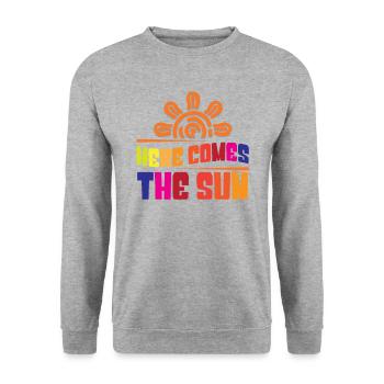 Here comes the sun - Unisex Pullover - Weißgrau meliert - Vorne - Alina (178cm) & Michal (187cm)