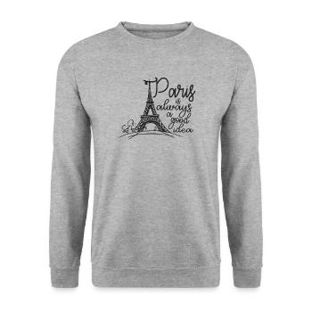 Paris - Unisex Pullover - Weißgrau meliert - Vorne - Alina (178cm) & Michal (187cm)