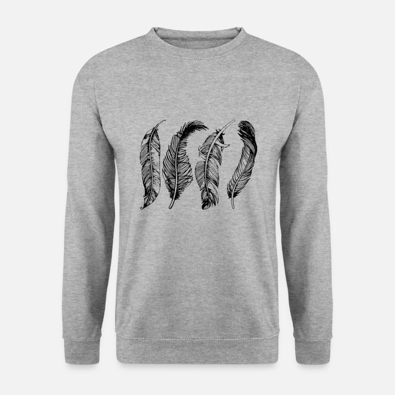 Federn - Unisex Pullover - Weißgrau meliert
