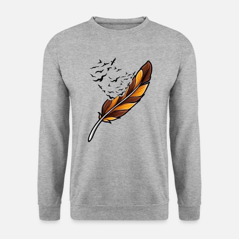 Federn - Unisex Pullover - Weißgrau meliert