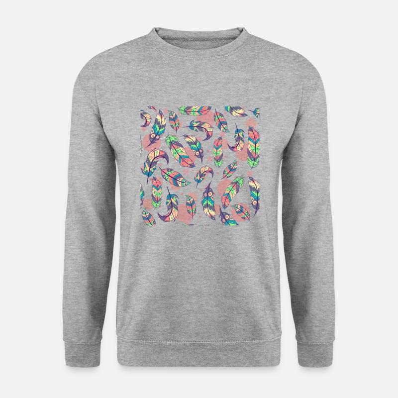 Federn - Unisex Pullover - Weißgrau meliert