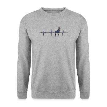 Tolles Antilope Herzschlag Design - Unisex Pullover - Weißgrau meliert - Vorne - Alina (178cm) & Michal (187cm)