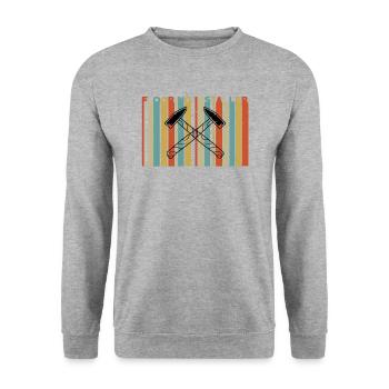 Bodenleger - Unisex Pullover - Weißgrau meliert - Vorne - Alina (178cm) & Michal (187cm)