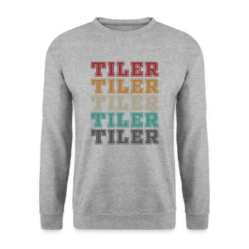 Lettrage rétro - Sweat-shirt Unisexe - gris chiné - Devant - Alina (178cm) & Michal (187cm)