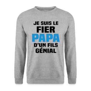 Je suis le fier papa d'un fils génial - Sweat-shirt Unisexe - gris chiné - Devant - Alina (178cm) & Michal (187cm)