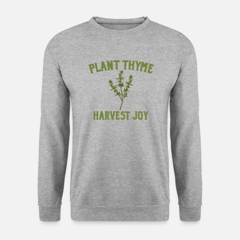 Pflanze Thymian Ernte Freude - Unisex Pullover - Weißgrau meliert