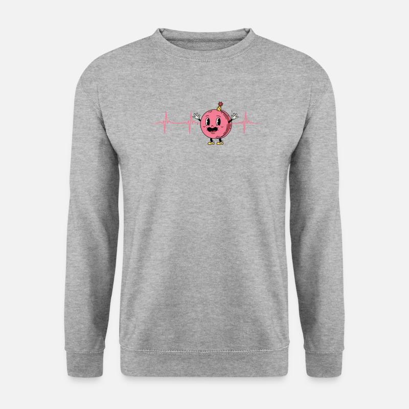 Macaron Herzschlag - Unisex Pullover - Weißgrau meliert