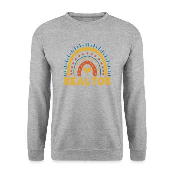 Niedlicher Grundstücksmakler T-Shirt - Unisex Pullover - Weißgrau meliert - Vorne - Alina (178cm) & Michal (187cm)