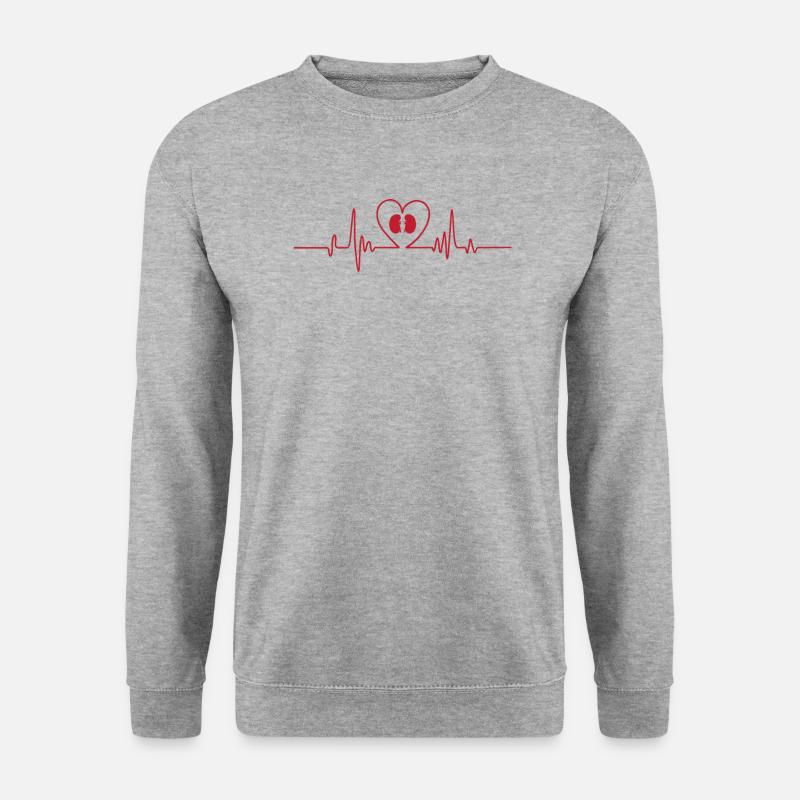 Nieren Herzschlag - Unisex Pullover - Weißgrau meliert
