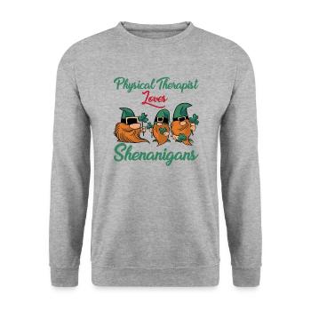 Physiotherapy St. Patrick's Day Gift - Unisex Sweatshirt - salt & pepper - Front - Alina (178cm) & Michal (187cm)
