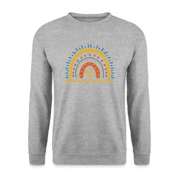 Niedlicher Radiologieassistent Regenbogen - Unisex Pullover - Weißgrau meliert - Vorne - Alina (178cm) & Michal (187cm)