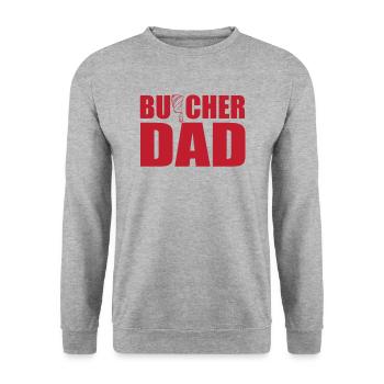Lustige Metzger Dad Cleaver Messer - Unisex Pullover - Weißgrau meliert - Vorne - Alina (178cm) & Michal (187cm)