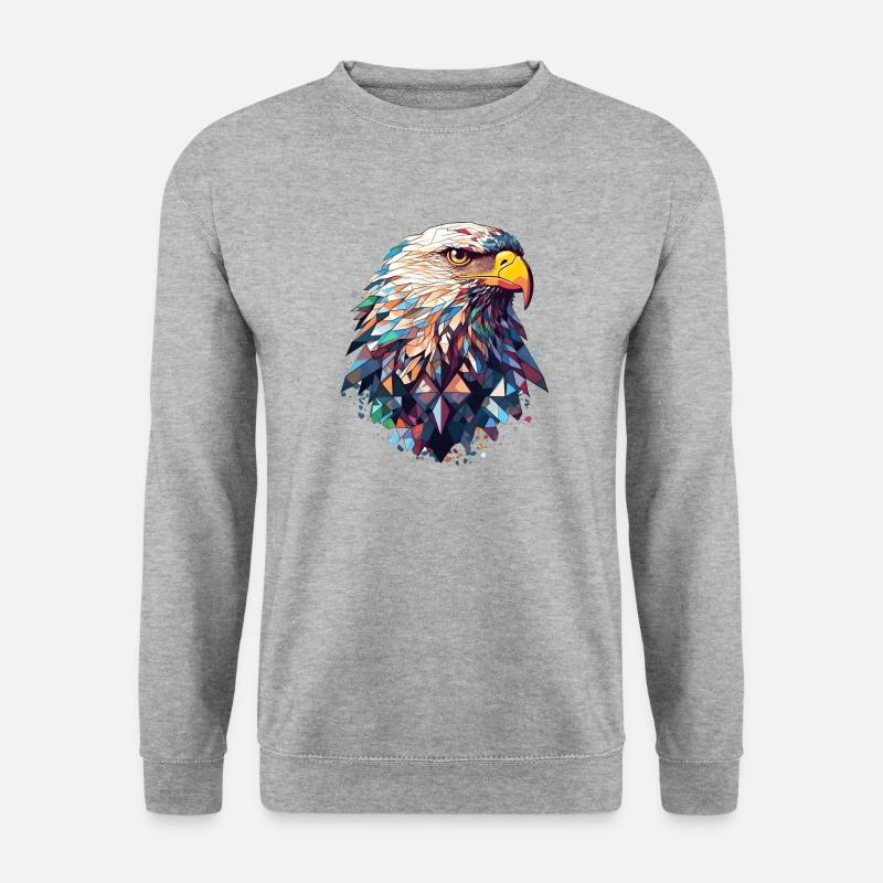 Adler polygon bunt - Unisex Pullover - Weißgrau meliert