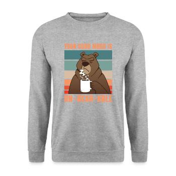 Funny Morning Coffee Drinking Brown Bear Bear - Unisex Sweatshirt - salt & pepper - Front - Alina (178cm) & Michal (187cm)