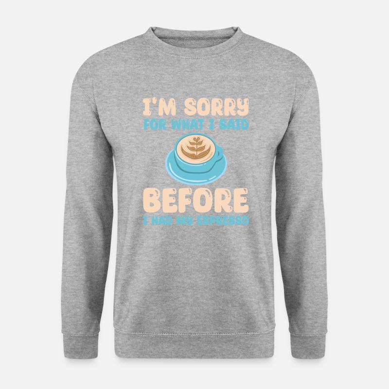Lustiger Espresso Outfit Kaffee - Unisex Pullover - Weißgrau meliert