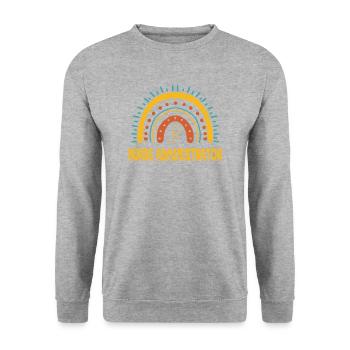 Pflegemanager Boho Regenbogen - Unisex Pullover - Weißgrau meliert - Vorne - Alina (178cm) & Michal (187cm)