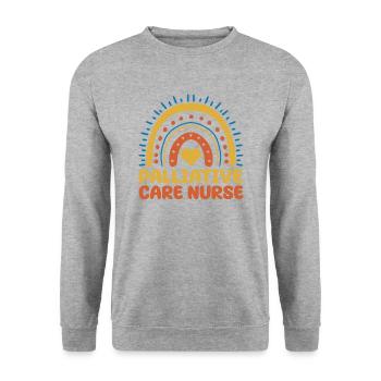Palliativpflege Krankenschwester Boho Rainbow - Unisex Pullover - Weißgrau meliert - Vorne - Alina (178cm) & Michal (187cm)