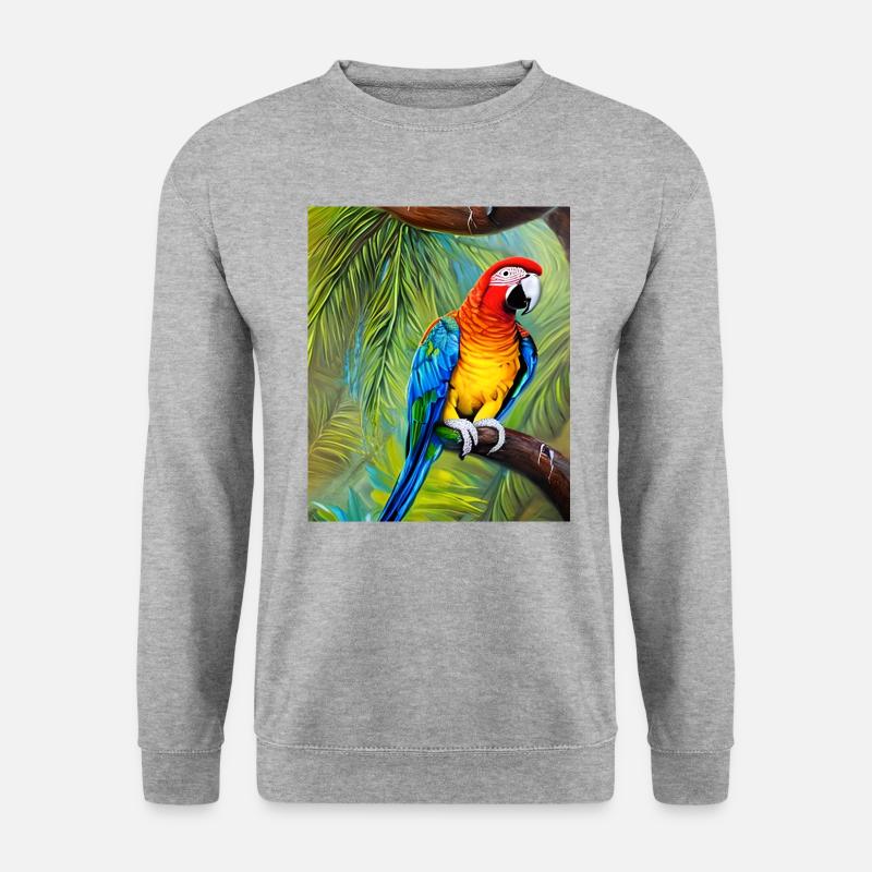 Papagei - Unisex Pullover - Weißgrau meliert