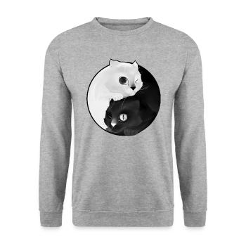 Yin Yang kitten - Unisex Sweatshirt - salt & pepper - Front - Alina (178cm) & Michal (187cm)