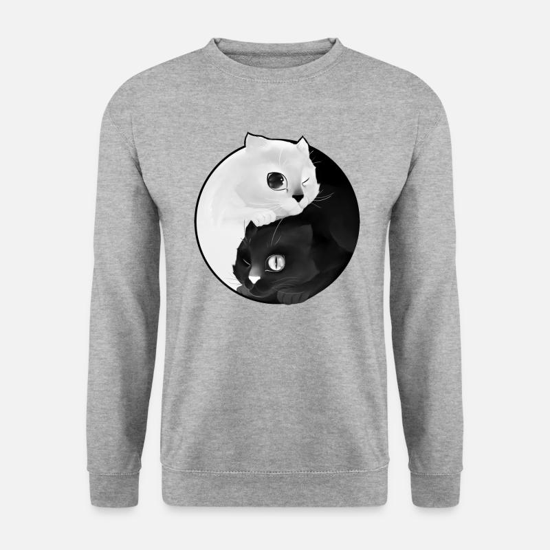 Yin Yang Kätzchen - Unisex Pullover - Weißgrau meliert
