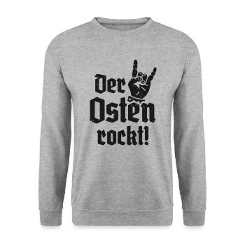 Der Osten rockt Ostdeutschland - Unisex Pullover - Weißgrau meliert - Vorne - Alina (178cm) & Michal (187cm)