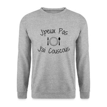 J'peux Pas J'ai Couscous - Sweat-shirt Unisexe - gris chiné - Devant - Alina (178cm) & Michal (187cm)