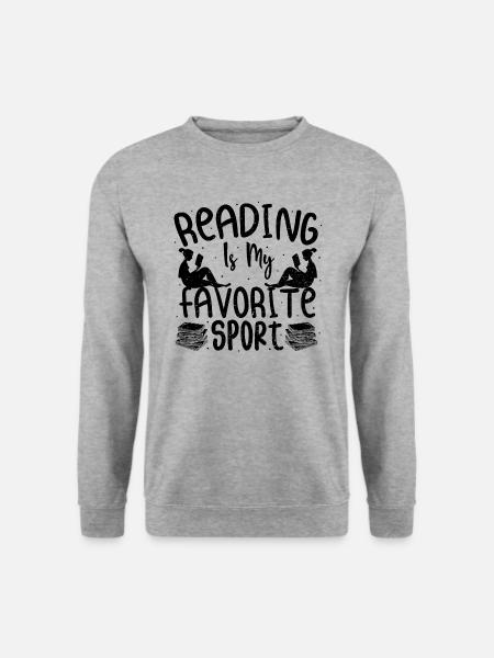 Reading Is My Favorite Sport - Lesen - Unisex Pullover - Weißgrau meliert