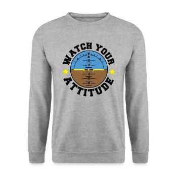 Watch Your Attitude – Pilot - Unisex Sweatshirt - salt & pepper - Front - Alina (178cm) & Michal (187cm)
