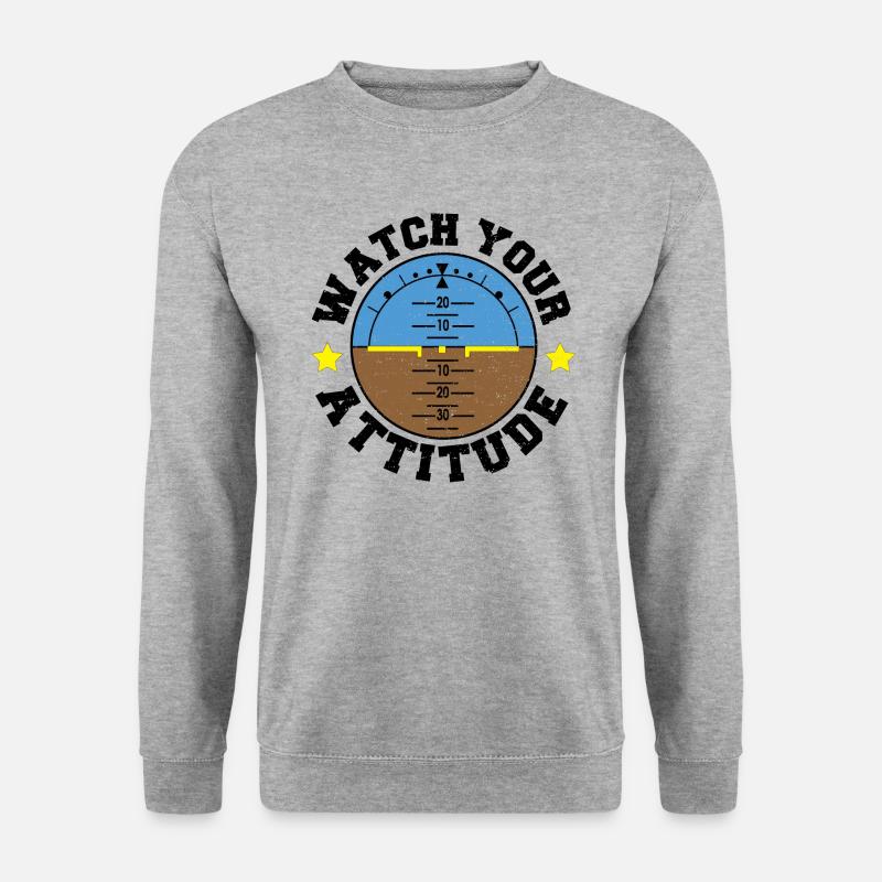 Watch Your Attitude - Pilot - Unisex Pullover - Weißgrau meliert