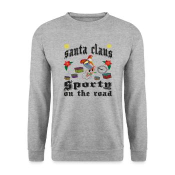 Père Noël avec des sous-vêtements sportifs en VTT - Sweat-shirt Unisexe - gris chiné - Devant - Alina (178cm) & Michal (187cm)