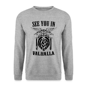 Wikinger Odin Walhalla nordisch - Unisex Pullover - Weißgrau meliert - Vorne - Alina (178cm) & Michal (187cm)