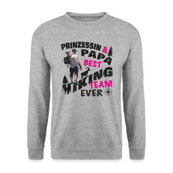 Wandern stolzer Papa Prinzessin Team Vatertag - Unisex Pullover - Weißgrau meliert - Vorne - Alina (178cm) & Michal (187cm)