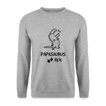 Papasaurus Rex Dinosaur TollPapi Dino Father - Unisex Sweatshirt - salt & pepper - Front - Alina (178cm) & Michal (187cm)