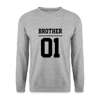 Brother 01 Bruder Team Grosser Bro Spieler Familie - Unisex Pullover - Weißgrau meliert - Vorne - Alina (178cm) & Michal (187cm)