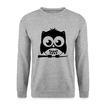 Süsse schwarze Eule - Unisex Pullover - Weißgrau meliert - Vorne - Alina (178cm) & Michal (187cm)