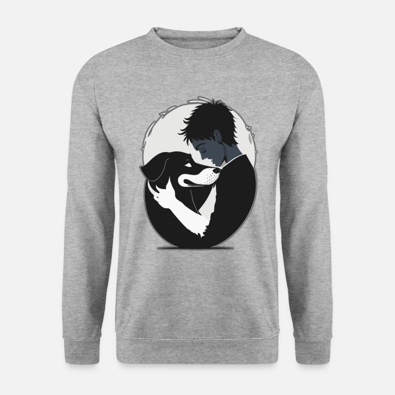 Hundeumarmung - Unisex Pullover - Weißgrau meliert