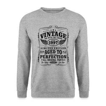 Vintage, 1997, Vintage, Cadeau d’anniversaire - Sweat-shirt Unisexe - gris chiné - Devant - Alina (178cm) & Michal (187cm)