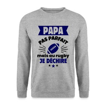 Papa pas parfait, mais au rugby je déchire - Sweat-shirt Unisexe - gris chiné - Devant - Alina (178cm) & Michal (187cm)