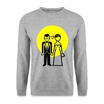 Hochzeitspaar Ehepaar Braut Bräutigam - Unisex Pullover - Weißgrau meliert - Vorne - Alina (178cm) & Michal (187cm)