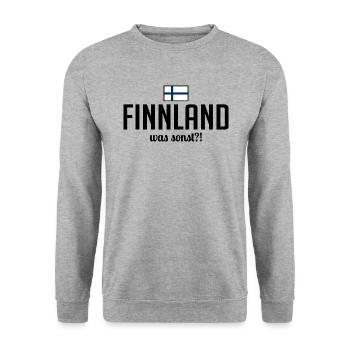 Finlande quoi d’autre dire vacances en Scandinavie - Sweat-shirt Unisexe - gris chiné - Devant - Alina (178cm) & Michal (187cm)